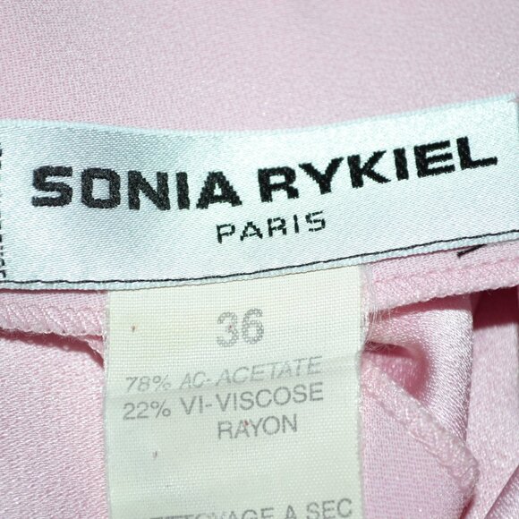 Sonia Rykiel Designer Minimalist Pastel Pink Bias Crystal Fit Flare Dress 36 S 4 - Picture 8 of 9